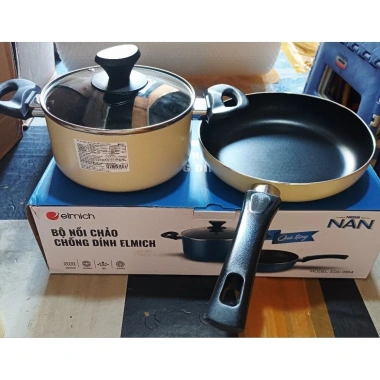 Bộ nồi 18cm + chảo 22cm Elmich, dùng mọi loại bếp, HB GIFT Nan, màu ngẫu nhiên 2