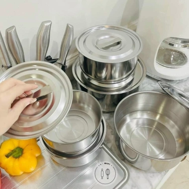 Bộ nồi 5 món Inox cao cấp không quai - Đa năng, tiện dụng, giá chỉ 109.999 đồng