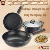 Bộ Nồi Chảo 3 Chi Tiết Vân Đá Cremic Đen Dày Chống Dính, Chất Lượng Cao - 159.000đ