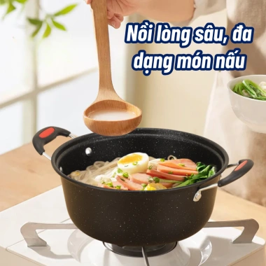 Bộ Nồi Chảo 3 Chi Tiết Vân Đá Cremic Đen Dày Chống Dính, Chất Lượng Cao - 159.000đ 3