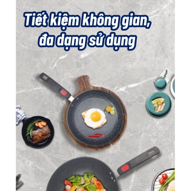 Bộ Nồi Chảo 3 Chi Tiết Vân Đá Cremic Đen Dày Chống Dính, Chất Lượng Cao - 159.000đ 7