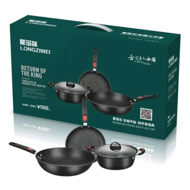 Bộ Nồi Chảo 3 Chi Tiết Vân Đá Cremic Đen Dày Chống Dính, Chất Lượng Cao - 159.000đ 9