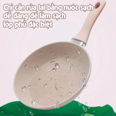 Bộ Nồi Chảo Chống Dính Cao Cấp 16cm Vân Đá Hoa Cương Hồng Đáy Từ – Dùng Mọi Loại Bếp, Giá 149.000₫ 2