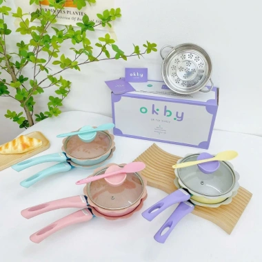 Bộ Nồi Chảo Đá Okby 16cm cho Bé Ăn Dặm - Đa năng, dùng được bếp từ, kèm xửng hấp - Giá chỉ 170.000₫ 3 Bộ Nồi Chảo Đá Okby 16cm cho Bé Ăn Dặm - Đa năng, dùng được bếp từ, kèm xửng hấp - Giá chỉ 170.000₫ 3