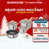 Bộ nồi chảo inox 5 đáy Sunhouse SHG789 – Dùng mọi bếp, kính cường lực – Giá 675.000₫