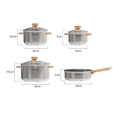 Bộ nồi chảo inox 5 đáy Sunhouse SHG789 – Dùng mọi bếp, kính cường lực – Giá 675.000₫ 4