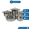 Bộ Nồi Chảo Inox 5 Món 5 Lớp Hàn Quốc GUME - Nắp Kính, Dùng Bếp Từ, Tặng Lót Bếp - Giá 1.640.000 VND