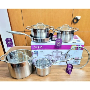 Bộ Nồi Chảo Inox 5 Món 5 Lớp Hàn Quốc GUME - Nắp Kính, Dùng Bếp Từ, Tặng Lót Bếp - Giá 1.640.000 VND 7