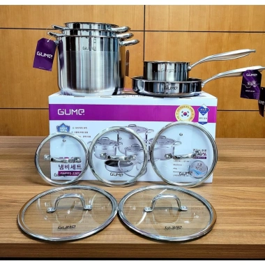 Bộ Nồi Chảo Inox 5 Món 5 Lớp Hàn Quốc GUME - Nắp Kính, Dùng Bếp Từ, Tặng Lót Bếp - Giá 1.640.000 VND 8