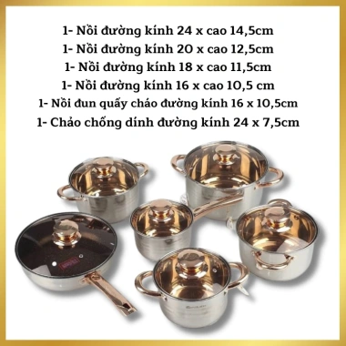 Bộ Nồi Đức 6 Món Inox Cao Cấp 5 Đáy - Tiết kiệm cho gia đình nội trợ, giá chỉ 940.000₫ 7