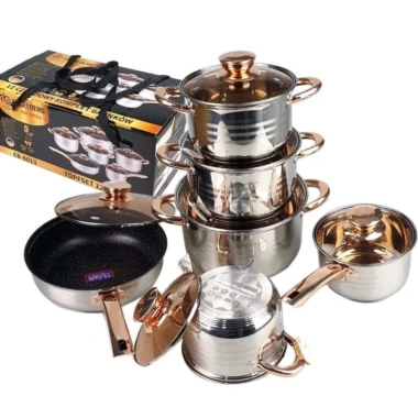 Bộ nồi Đức ENGELBERG 6 món 12 chi tiết đáy 5 lớp vung kín chống dính cao cấp 2