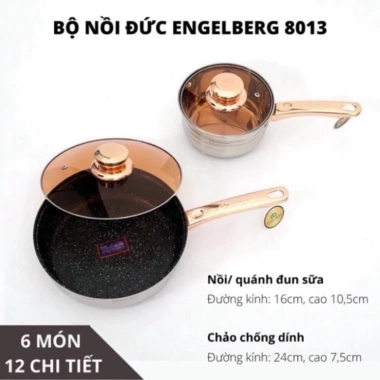 Bộ Nồi Đức INOX 304 Nồi Chảo và Vung Kính Cao Cấp Bảo Hành 12 Tháng Dùng Mọi Loại Bếp Giá Ưu Đãi 806.000 7