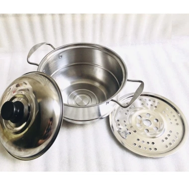 Bộ Nồi Inox 21cm kèm Khay Hấp Cách Thủy chuyên Hấp Bánh Bao, Xôi, Giá chỉ 79.000đ 2