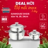 Bộ nồi Inox 3 đáy Sunhouse SH335 16-20-24cm - Đáy từ dùng mọi bếp, 3 lớp đáy, giá 1,1 triệu