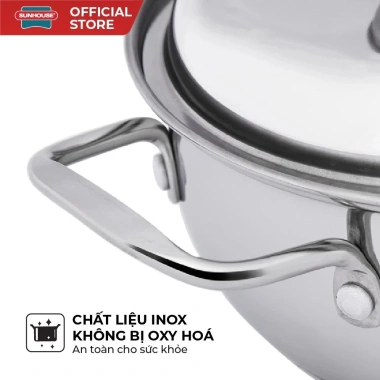 Bộ nồi Inox 3 đáy Sunhouse SH335 16-20-24cm - Đáy từ dùng mọi bếp, 3 lớp đáy, giá 1,1 triệu