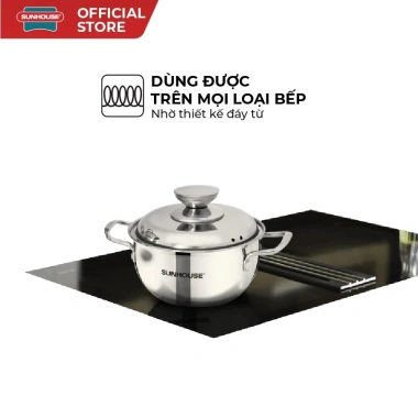 Bộ nồi Inox 3 đáy Sunhouse SH335 16-20-24cm - Đáy từ dùng mọi bếp, 3 lớp đáy, giá 1,1 triệu