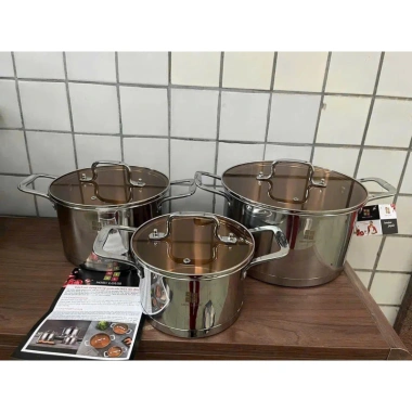 Bộ nồi inox 3 món Misu Louis 304 sịn sò - Giá ưu đãi 488.000đ, không dính 3