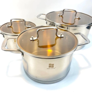 Bộ nồi inox 3 món Misu Louis 304 sịn sò - Giá ưu đãi 488.000đ, không dính 4