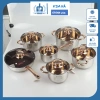 Bộ Nồi Inox 304 Cao Cấp - 6 Món 5 Đáy Siêu Dày Siêu Bền, Đa Dụng cho Mọi Loại Bếp