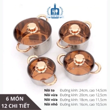 Bộ Nồi Inox 304 Cao Cấp - 6 Món 5 Đáy Siêu Dày Siêu Bền, Đa Dụng cho Mọi Loại Bếp 4