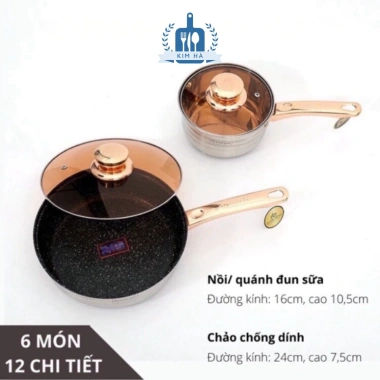 Bộ Nồi Inox 304 Cao Cấp - 6 Món 5 Đáy Siêu Dày Siêu Bền, Đa Dụng cho Mọi Loại Bếp 5