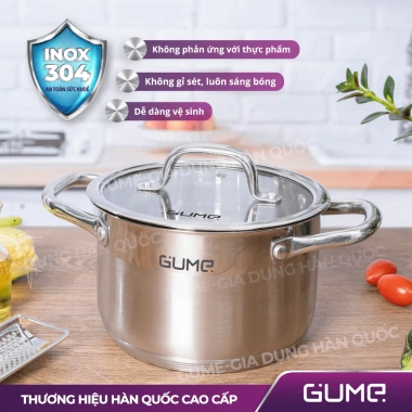 Bộ Nồi Inox 5 Đáy GUME GMPPS-2.201 - Inox 304, Dùng Mọi Loại Bếp, BH 12 Tháng 3