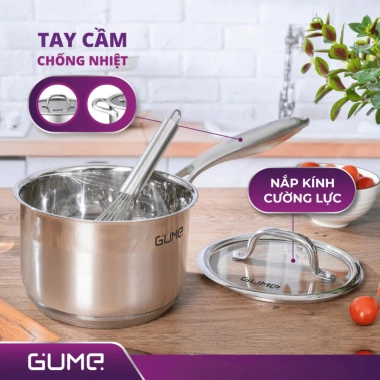 Bộ Nồi Inox 5 Đáy GUME GMPPS-2.201 - Inox 304, Dùng Mọi Loại Bếp, BH 12 Tháng 5