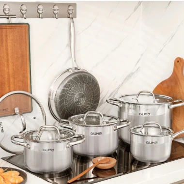 Bộ Nồi Inox 5 Đáy GUME GMPPS-2.201 - Inox 304, Dùng Mọi Loại Bếp, BH 12 Tháng 9