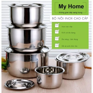 Bộ nồi inox My Home 5 món dùng được bếp từ, size 16-24cm - Giá ưu đãi 136.200 VND 4