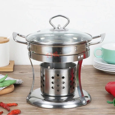 Bộ nồi lẩu bếp cồn mini 17cm đa năng kiểu mới - Giá 195k, siêu tiện lợi