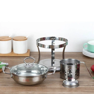 Bộ nồi lẩu bếp cồn mini 17cm đa năng kiểu mới - Giá 195k, siêu tiện lợi