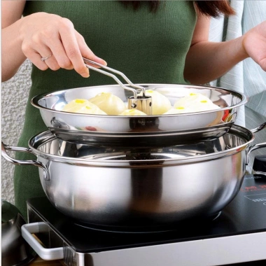 Bộ nồi lẩu hơi & hấp đa năng inox 304 D30-32cm, đáy 3 lớp siêu bền, dùng cho bếp từ - Giá ưu đãi 533.940 VND