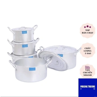Bộ Nồi Nhôm Tem Xanh Dày Dặn Đủ Kích Cỡ 16-30cm - Nhôm Hải Phòng Giá Ưu Đãi 170k