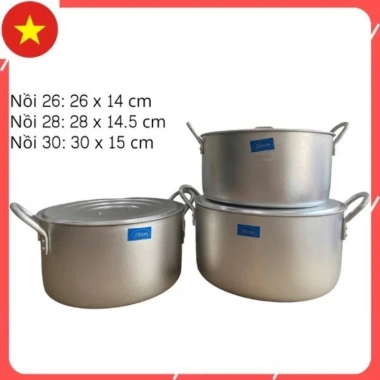Bộ Nồi Nhôm Tem Xanh Dày Dặn Đủ Kích Cỡ 16-30cm - Nhôm Hải Phòng Giá Ưu Đãi 170k