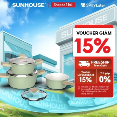 Bộ nồi phủ sứ Nano Sunhouse Healthy SHG7.979MP1/MT1 - Chống dính Nano Ceramic, dùng mọi loại bếp, giá ưu đãi 1,225,000 VND 2