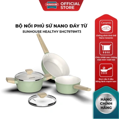 Bộ nồi phủ sứ Nano Sunhouse SHG7.979MP3/MT3 - Chống dính Nano, dùng bếp, 1.09 triệu 4