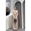 Bộ nữ áo len lông thỏ tay ngắn và quần suông ống rộng thu đông, mặc nhà ấm áp, chỉ 229k 9