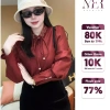 Bộ Nữ MeiMei Áo Sơ Mi Cổ Bèo Đính Hoa Thắt Nơ Tay Dài + Chân Váy Công Sở Thanh Lịch 460.000đ