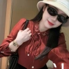 Bộ Nữ MeiMei Áo Sơ Mi Cổ Bèo Đính Hoa Thắt Nơ Tay Dài + Chân Váy Công Sở Thanh Lịch 460.000đ 2