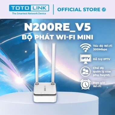 Bộ phát Wi-Fi TOTOLINK N200RE V5 chuẩn N - Tốc độ cao, Giá chỉ 269.000 VND
