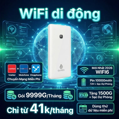 Bộ phát wifi 4G di động Mifi không cần SIM, công nghệ ESIM, pin 10.000mAh, gói tiết kiệm, chỉ 320.000 VND