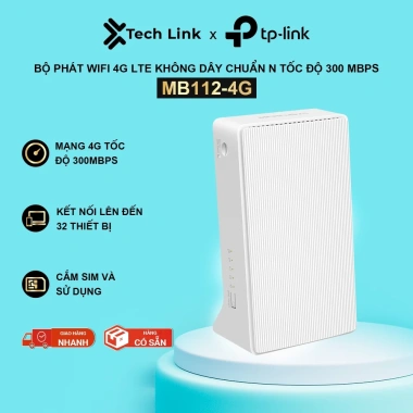 Bộ Phát Wifi 4G LTE Mercusys MB112-4G Không Dây, Chuẩn N, Tốc Độ 300Mbps, Giá ưu đãi 668k
