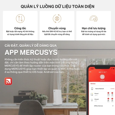 Bộ Phát Wifi 4G LTE Mercusys MB112-4G Không Dây, Chuẩn N, Tốc Độ 300Mbps, Giá ưu đãi 668k