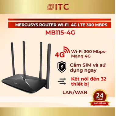 Bộ Phát Wifi 4G LTE Mercusys MB112-4G/MB115-4G - Tốc độ 300Mbps, Giá chỉ 700.000₫