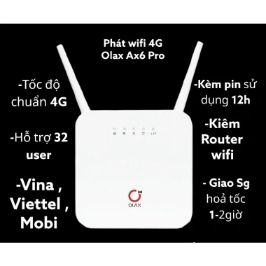 Bộ phát wifi 4G Olax Ax6 Pro cắm điện kèm pin sạc 12h - Giá chỉ 850.000đ