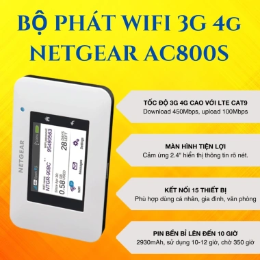 Bộ phát WiFi 4G ZTE WD670 & Netgear AC800s - Nhỏ gọn, tốc độ cao, pin mạnh, 479k 5 Bộ phát WiFi 4G ZTE WD670 & Netgear AC800s - Nhỏ gọn, tốc độ cao, pin mạnh, 479k 5