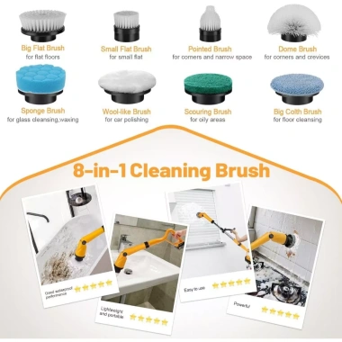 Bộ Phụ Kiện Bàn Chải Vệ Sinh Qimedo - Đầu Đa Năng Chống Nước, Pin 21V, Chuyển Đổi Nguồn 2