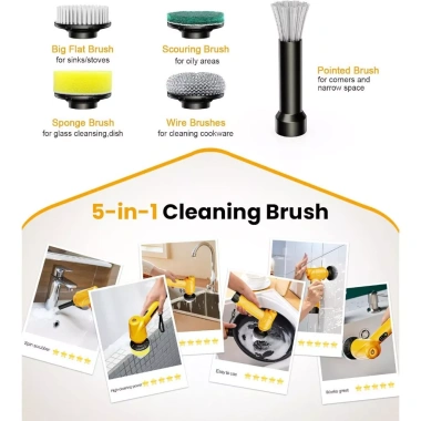 Bộ Phụ Kiện Bàn Chải Vệ Sinh Qimedo - Đầu Đa Năng Chống Nước, Pin 21V, Chuyển Đổi Nguồn 4