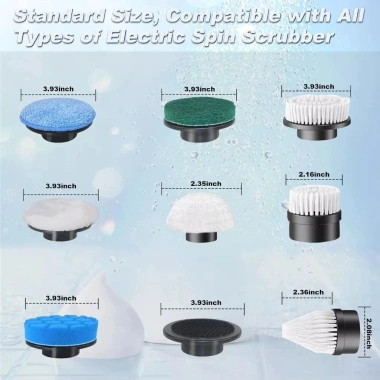 Bộ Phụ Kiện Bàn Chải Vệ Sinh Qimedo - Đầu Đa Năng Chống Nước, Pin 21V, Chuyển Đổi Nguồn 7