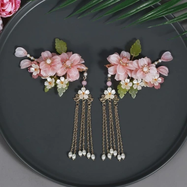 Bộ phụ kiện Hanfu: Vật trang sức đầu, kẹp tóc, bông tai, lược - Giá chỉ 75.816 VND 3